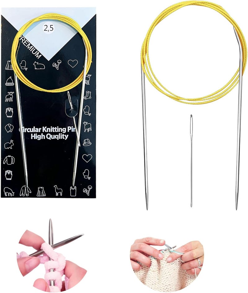 Soosui 2.5 mm Circular Knitting Needles US1.5 |40 inches/100 cm | Suitable for Beginners to Knit Sweaters, Scarves, Blankets and Other Projects! - Image 1